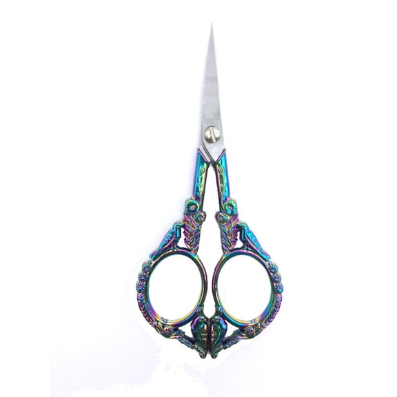 Vintage Bird Embroidery Scissors, Rainbow Titanium 4.5" Sharp Precision Shears for Sewing, Needlework, Crochet, Yarn Cutting, Crafting & DIY Projects