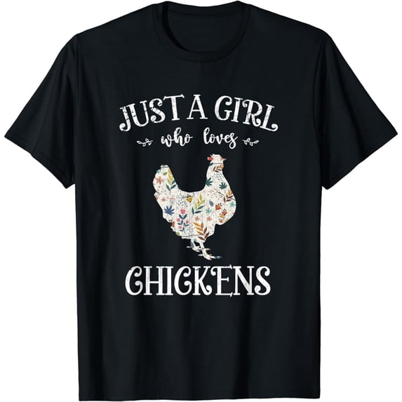Vintage Bird Farmer Girls Gift Just A Girl Who Loves Chicken T-Shirt