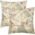 thumbnail image 1 of Vintage Bird Floral Pillow Covers 20x20 Inch Set of 2 Pink Green Yellow Flower Leaves Decorative Throw Pillows For Couch Chinoiserie Pillow Cases Farmhouse Home Decor For Sofa Bed Porch Outdoor, 1 of 6