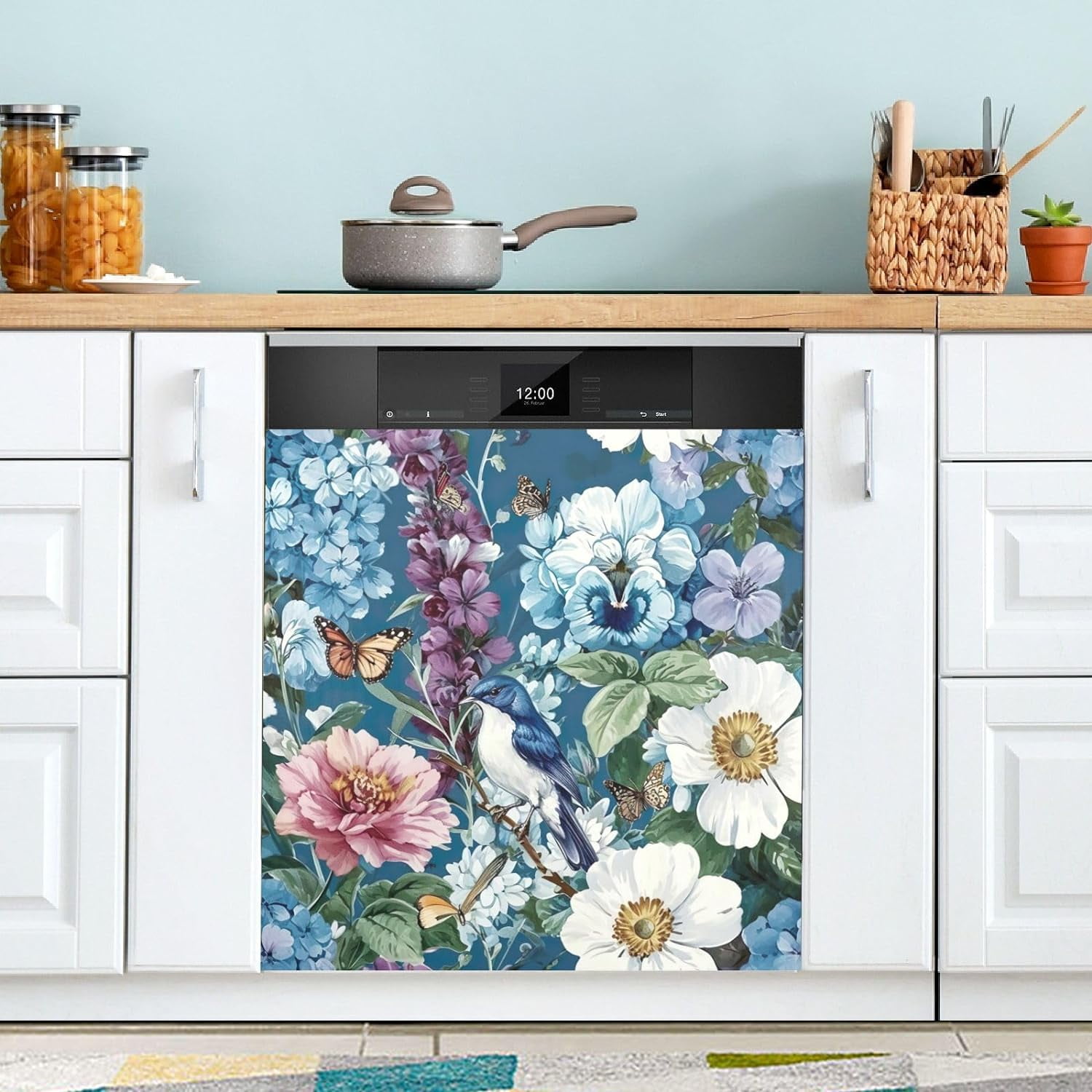 Vintage Bird Flower Dishwasher Cover for The Front Door