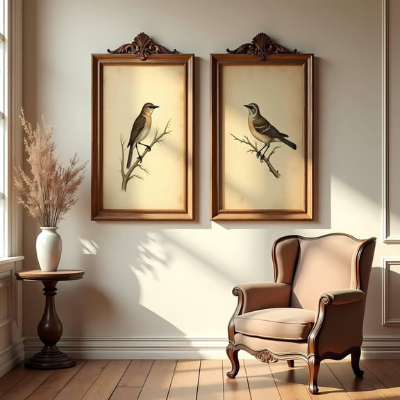 Vintage Bird Print Set: Antique Ornithology Wall Art () Set