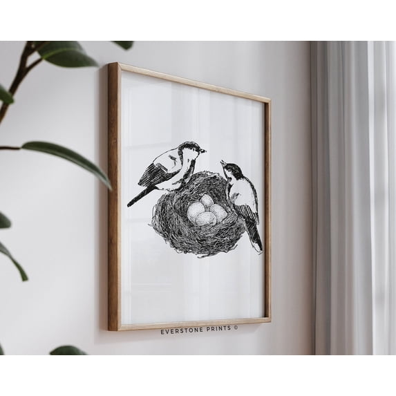 Vintage Bird Sketch, Vintage Bird Etching, Minimalist Drawing Art, Rustic Fall Art, Vintage Sketch Art, Farmhouse Decor Wall Art, Modern Wall Decor, 12x18 UNFRAMED