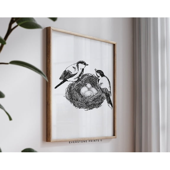 Vintage Bird Sketch, Vintage Bird Etching, Minimalist Drawing Art, Rustic Fall Art, Vintage Sketch Art, Farmhouse Decor Wall Art, Modern Wall Decor, 12x18 UNFRAMED