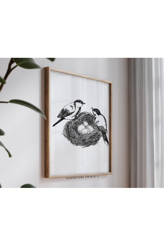 Vintage Bird Sketch, Vintage Bird Etching, Minimalist Drawing Art, Rustic Fall Art, Vintage Sketch Art, Farmhouse Decor Wall Art, Modern Wall Decor, 12x18 UNFRAMED