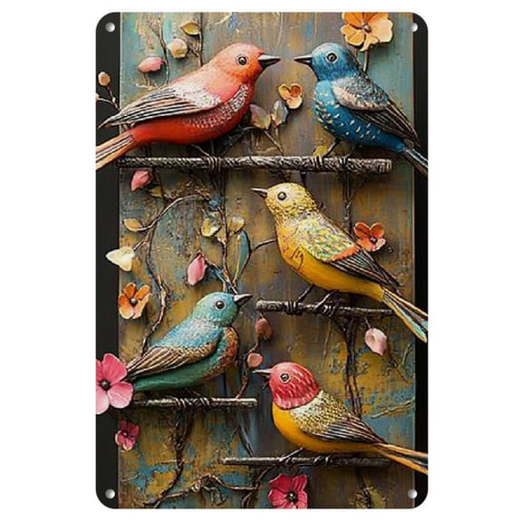 Vintage Bird Wall Art Decor, Rustic Metal Bird Plaque, Eclectic Classroom Decoration, Other Textile Material, for Home, Kitchen, Bar, Club, Coffee Shop