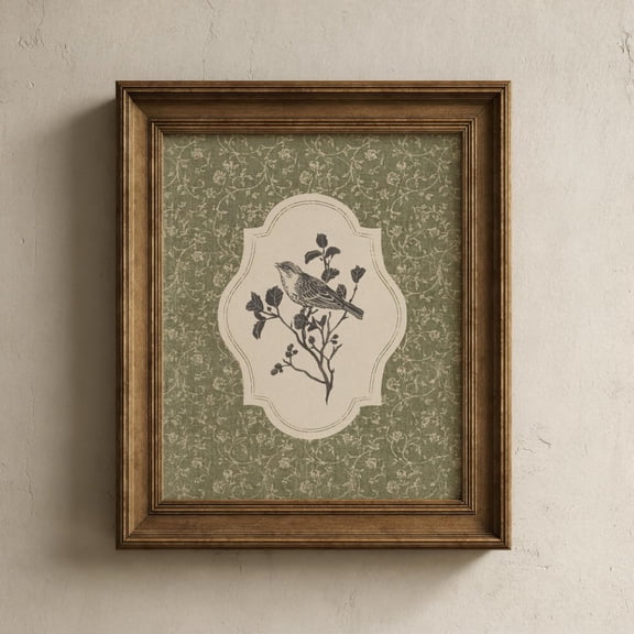 Vintage Bird Wall Art Print, Cottagecore Spring Farmhouse Decor
