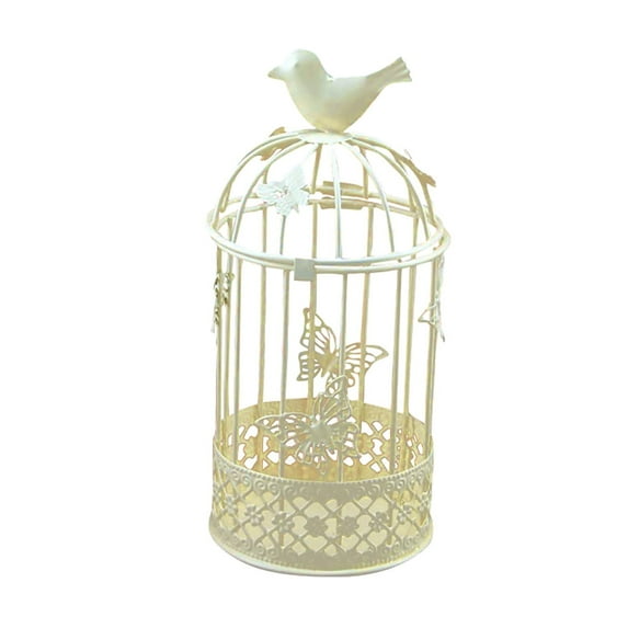 Vintage Birdcage Lantern Hollow Tealight Candlestick,Wrought Metal Hanging Decor for Weddings Parties Indoor Outdoor Use
