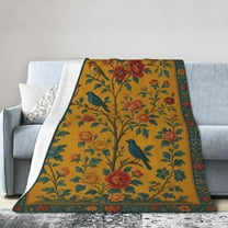 Vintage Birdcage and Rose Throw Blanket- Ultra Soft, Fleece, Lightweight,Floral and Bird Retro Blankets, for Couch Romantic Room Bedroom Modern Decor, Gifts for Women & Garden Lovers 50x40