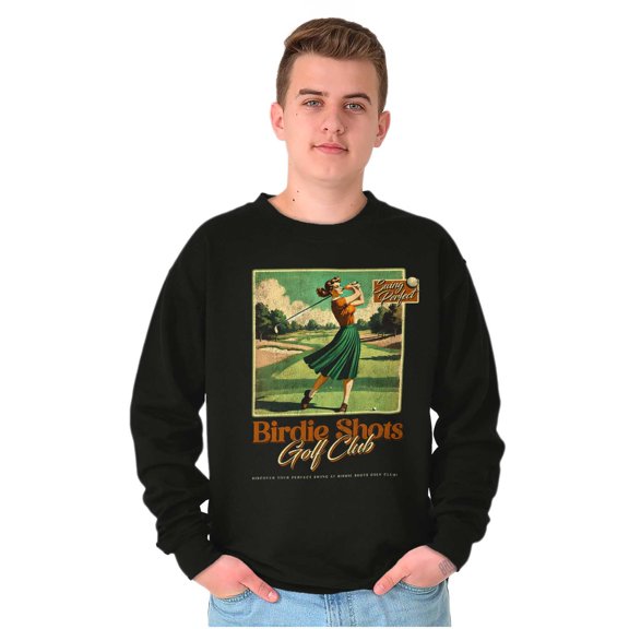 Vintage Birdie Shots Golf Club Poster Unisex Plus Fleece Graphic Sweatshirt Brisco Brands 4X