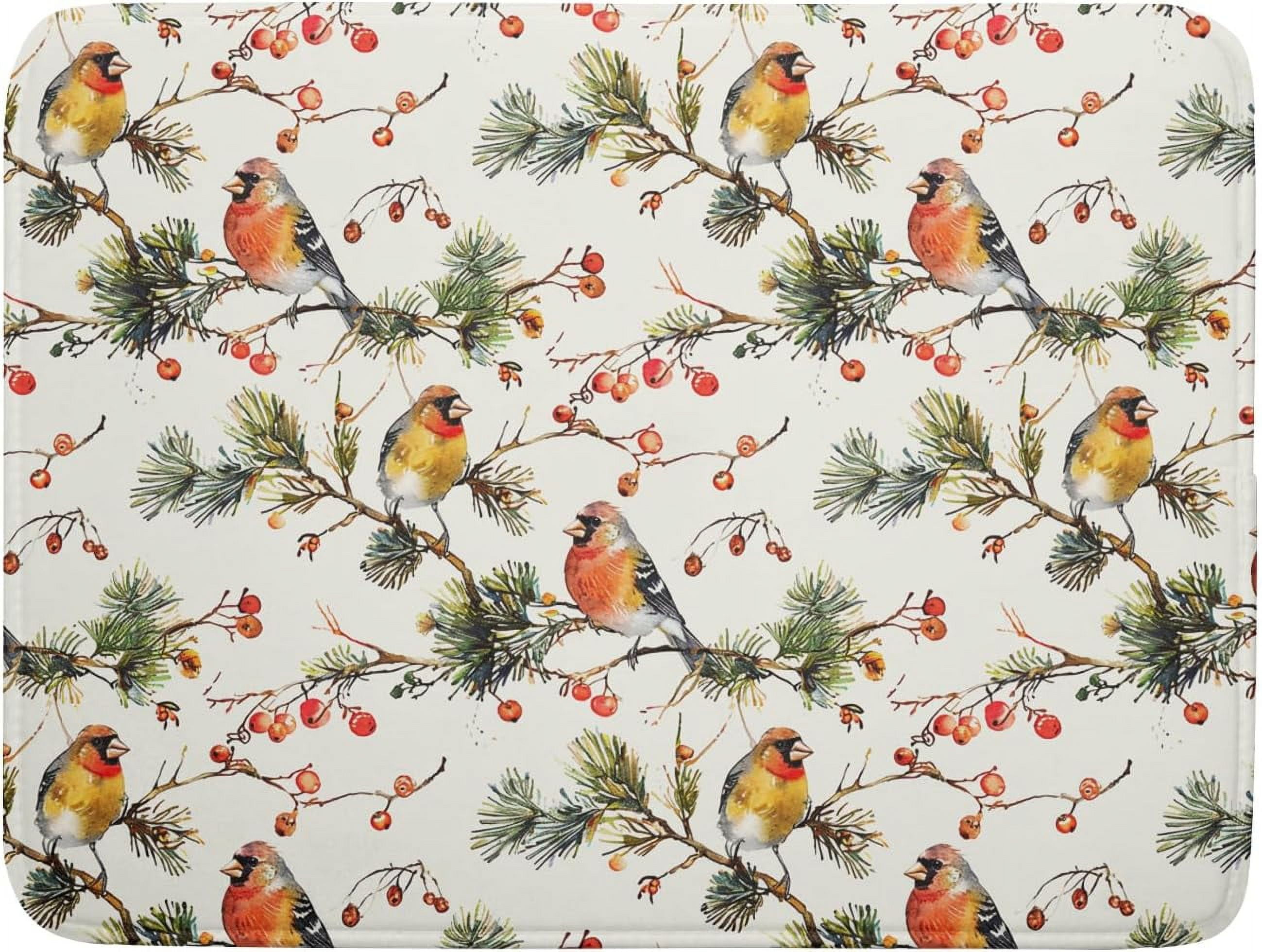 Vintage Birds Dish Drying Mat for Kitchen Counter 18x24 Watercolor ...