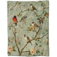 thumbnail image 1 of Vintage Birds Fleece Blanket Soft and Cozy Nature Inspired Throw with Beautiful Bird and Floral Design for Couch Bed or Travel, 1 of 4