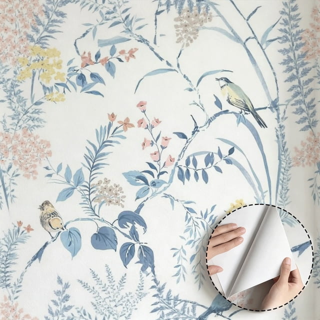 Vintage Birds and Floral Wallpaper,
