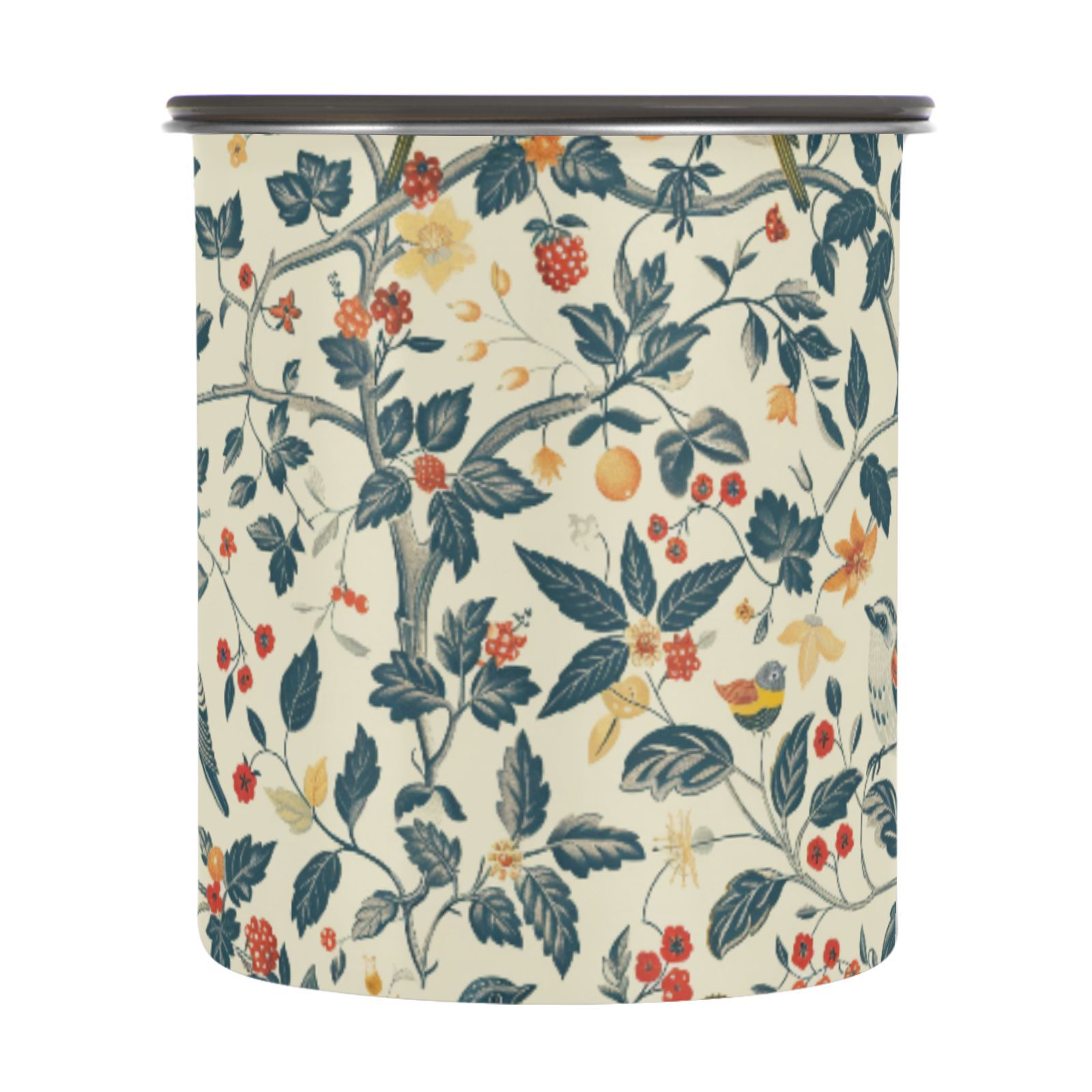 Vintage Birds Leaves Airtight Coffee Bean Canister 30oz Food Storage Containers with Lids For Gournd, Tea, Sugar, Flour, Rice, Cereal, Candy Cookie Jar