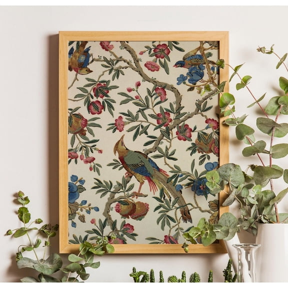 Vintage Birds Poster: Botanical Tapestry Wall Art, Unframed Canvas Size 16x24