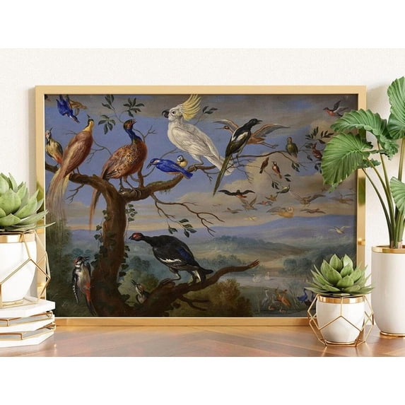 Vintage Birds Poster, Jan Van Kessel Poster, Birds Art, Ornothological Poster, Ornithology Poster, For Birders, Bird Lovers, Unframed Poster Size 8x12