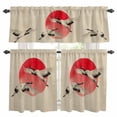 thumbnail image 1 of Vintage Birds Red Sun Kitchen Curtains Sets for Windows 36 Inch Length, Retro Art Animals Rustic Rod Pocket Window Treatments Tier Curtains and Valances Set for Bedroom/Bathroom, 1 of 8