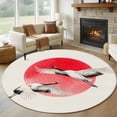 thumbnail image 1 of Vintage Birds Red Sun Round Area Rug 7Ft Washable Circle Rugs for Dorm Laundry Room, Retro Art Animals Non-Slip Carpet Floor Mats Indoor Outdoor Carpet Runner Aesthetic Home Decor, 1 of 8