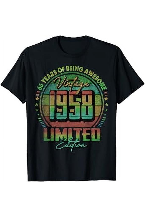 Vintage Birthday Gifts 1958 Limited Edition Shirt 66 Year Old 66Th Birthday T-Shirt Unisex S To 5XL