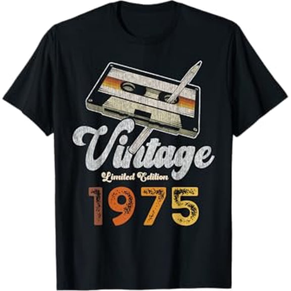 Vintage Birthday Gifts 1975 Cassette Pencil 50Th Birthday Hot Trending Vintage T-Shirt Unisex S To 5Xl