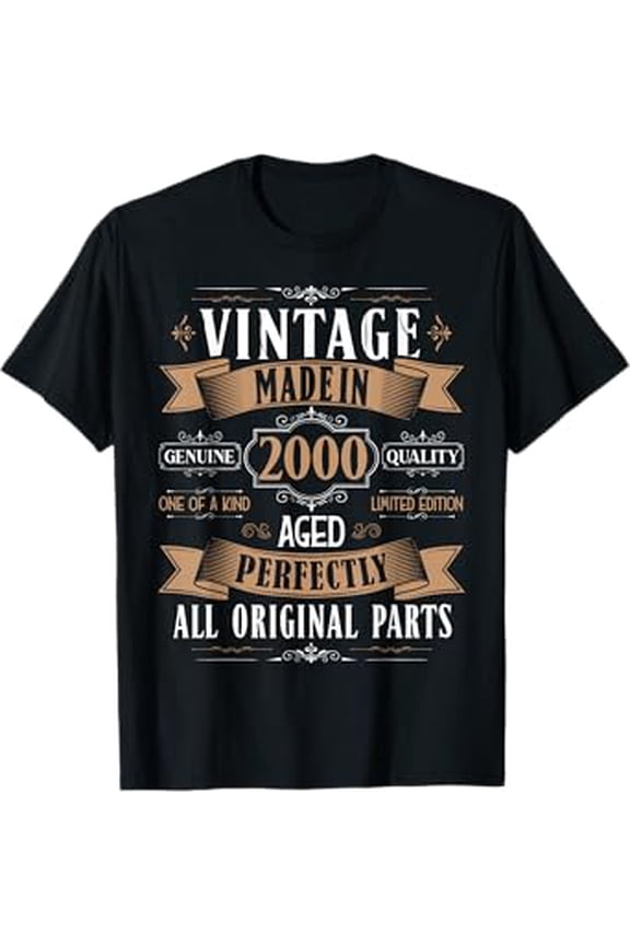 Vintage Birthday Gifts 25Th Birthday Men Born 2000 25 Years Old Bday Mens Hot Trending Vintage T-Shirt Unisex S To 5Xl