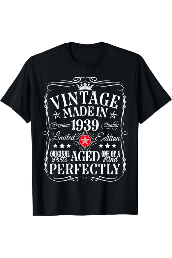 Vintage Birthday Gifts 86Th Birthday Decorations Vintage Birthday Gifts 1939 86 Years Old T-Shirt Unisex S To 5XL, Unisex T-Shirt