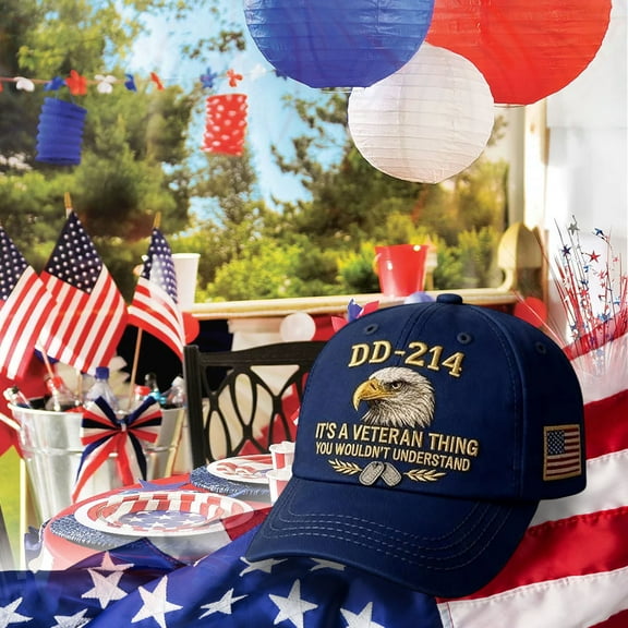 Vintage Birthday Gifts Baseball Cap,Adjustable Washed Cotton Embroidered Hats,DD-214 Eagle Pattern "It Is A Veterans' Thing" Hat