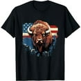 thumbnail image 1 of Vintage Bison American Flag Buffalo Animal Men Women Kids T-Shirt, 1 of 5