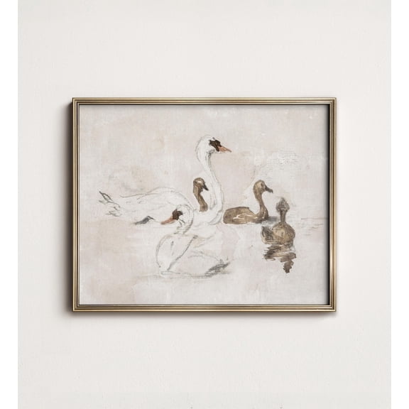 Vintage Bison Sketch Country Western Minimalist Buffalo Art Antique Swan Print Vintage Nursery Art Wall Decor, UNFRAMED Size 16x16