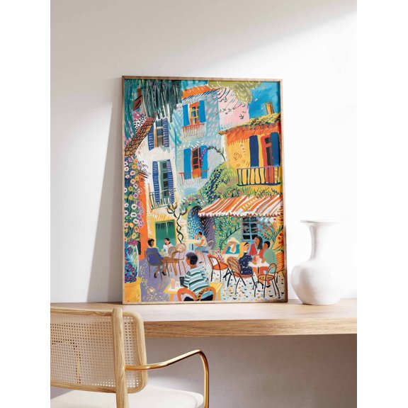 Vintage Bistro European Cafe Scene Wall Art Print, Thoughtful Kitchen And Dining Theme For Kitchen And Dining Room Decor