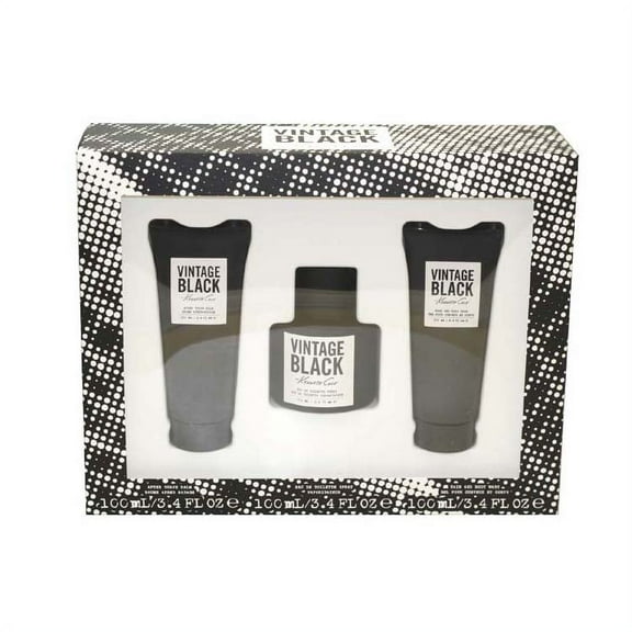 Vintage Black 3 Pc. Gift Set ( Eau De Toilette Spray 3.4 Oz + Aftershave Balm 3.4 Oz + Hair & Body Wash 3.4 Oz ) for Men by Kenneth Cole
