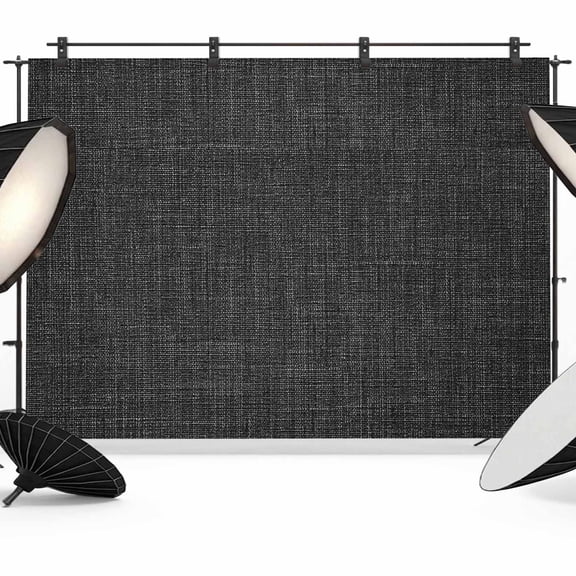 Vintage Black Backdrop for Photography, Linen Texture Farmhouse Photo Backdrop Portrait Background Party Banner Photo Backgrounds for Studio Booth Props, 10x8ft