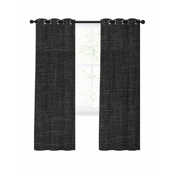 Vintage Black Blackout Curtains 96 Inches Length, Farmhouse Retro Beige Solid Color Window Treatment Thermal Insulated Drapes for Bedroom Living Room 2 Panels 104x96 Inches