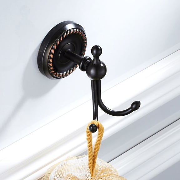 Vintage Black Bronze Bathroom Towel Hook,Solid Brass Wall Mount Coat Hanger for Kitchen,Bedroom & Living Room