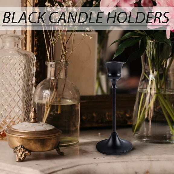 Vintage Black Candelabra Candle Holders for Fireplace & Dining