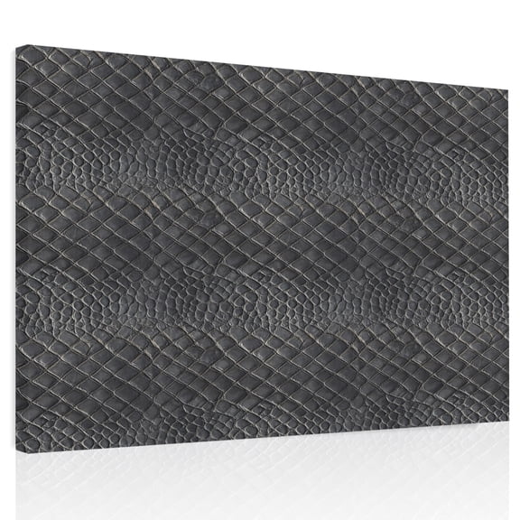 Vintage Black Canvas Print Wall Art, Retro Classic Art Black Faux Leather Animal Leather Wall Decor Modern Artwork Paintings Pictures for Living Room Framed and Stretched Ready to Hang, 20" x 24"
