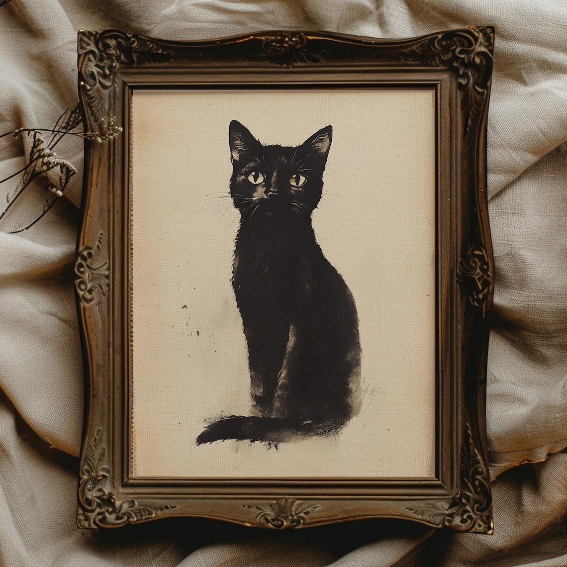 Vintage Black Cat Black Cat Poster Vintage Cat Art Dark Academia Wall ...