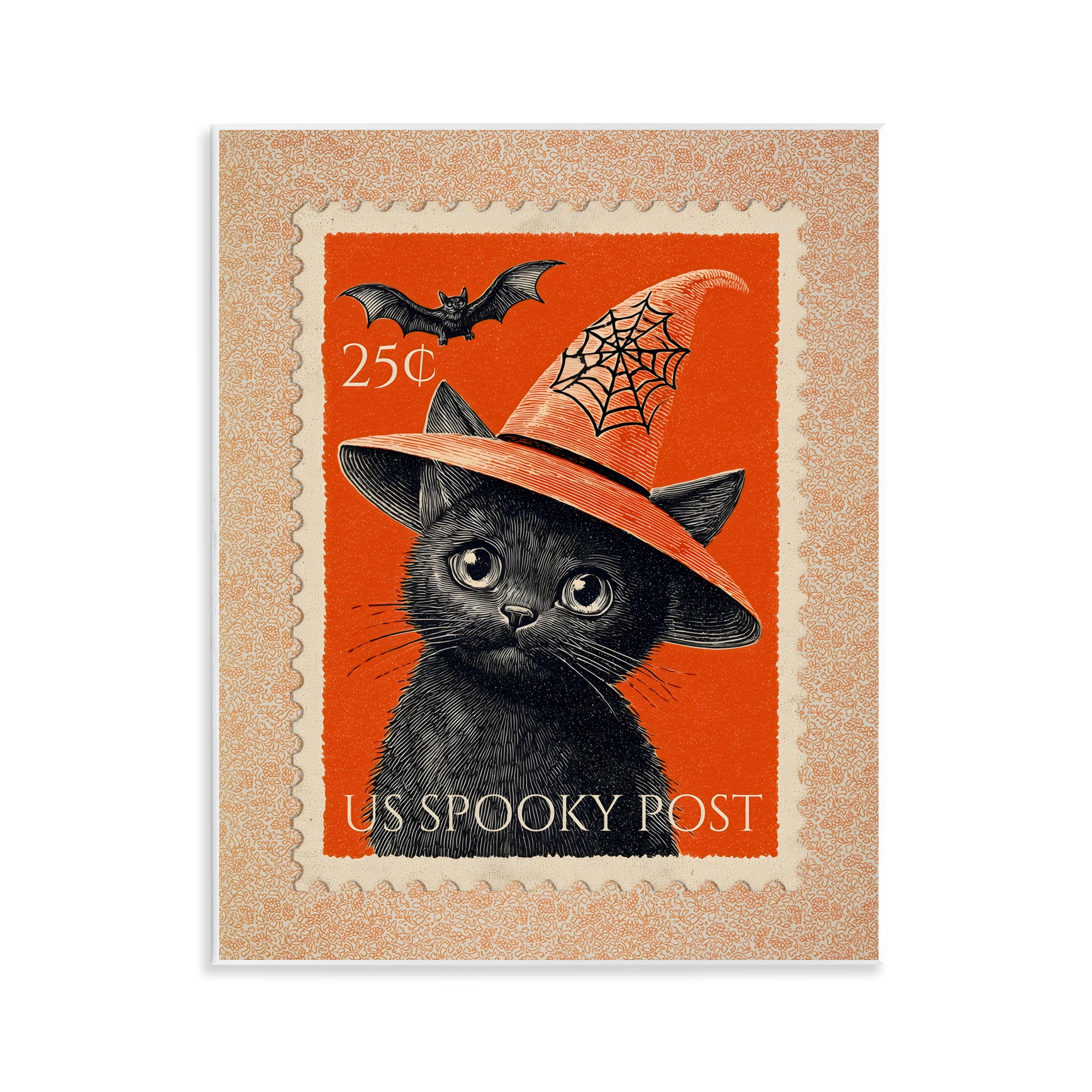 Vintage Black Cat Stamp Wall Plaque Art, design by Arlington Prints