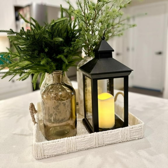 Vintage Black Decorative Set, 2 Pack Waterproof LED Lanterns for Indoor & Outdoor Use, Battery Operated Hanging Lanterns with Timer