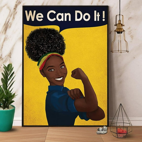 Vintage Black Girl We Can Do It Paper Poster No Frame Matte Wall Art Decor 11 x 17 Inch Poster