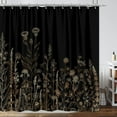 thumbnail image 1 of Vintage Black and Gold Boho Shower Curtain, Black and Tan Cream Floral Aesthetic Dark Wildflower Botanical Flowers Shower Curtain for Bathroom with Hook,Farmhouse Plant Art Chic Shower Curtain 72X72, 1 of 5