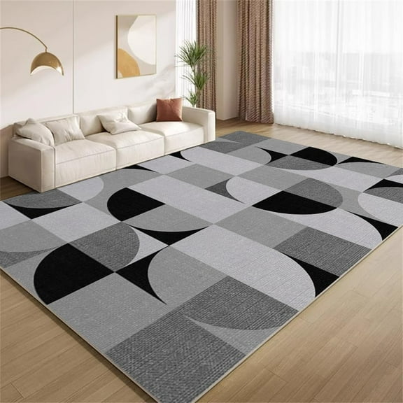 Vintage Black Gray Rug 2x3 Small Area Rugs Ombre Geometric Circles Rugs Ultra Soft Washable Non Slip Carpet for Bedroom Living Room Study Office Home Decor Mats