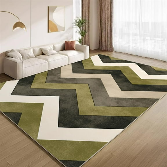 Vintage Black Green Rug 2x3 Small Area Rugs Geometric Wavy Texture Rugs Ultra Soft Non Slip Washable Carpet for Living Room Bedroom Study Office Hallway