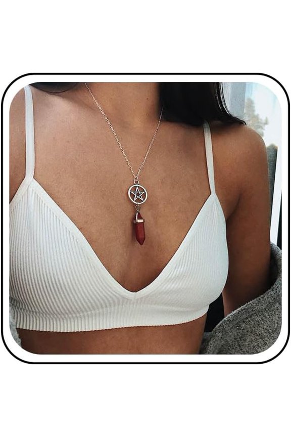 Vintage Black Healing Crystal Necklace Choker Quartz Crystal Pendant Necklace Hollow Circle Pentacle Necklaces Quartz Stone Hexagonal Column Necklaces Jewelry for Women