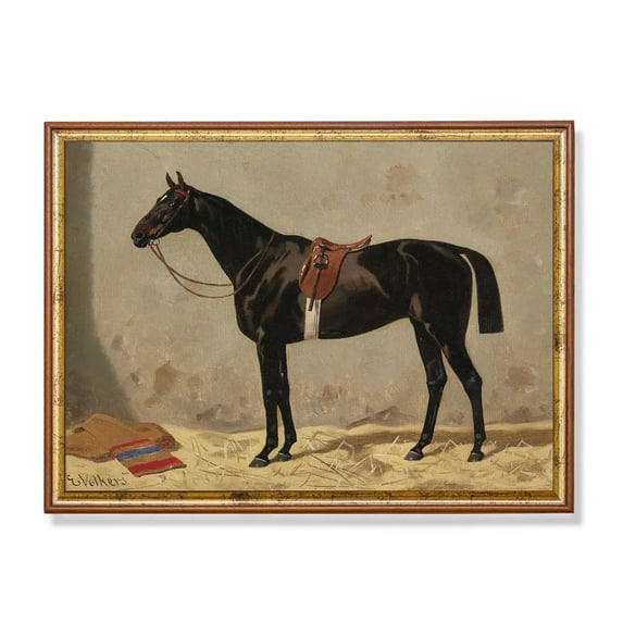 Vintage Black Horse Antique Equestrian Art Poster Home Decor, 16x24 UNFRAMED
