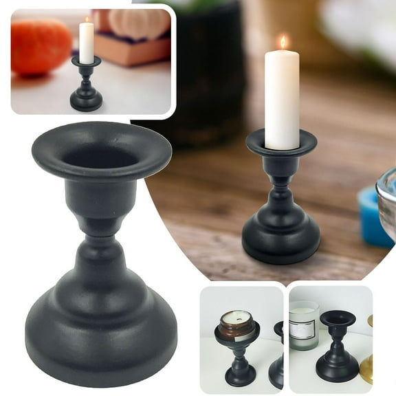 Vintage Black Metal Candle Holders, Rustic Taper and Pillar Candlestick Stand for Wedding Centerpiece, Farmhouse Fireplace Mantel, Dining Room Table, and Christmas Party Home Decor