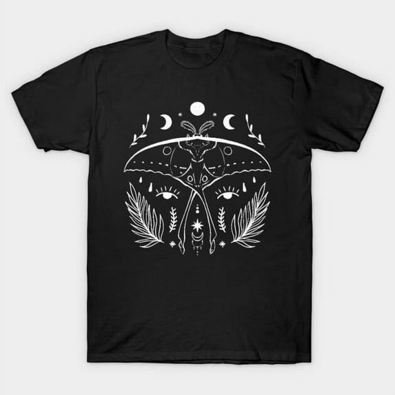 Vintage Black Moth Illustration Goth Cottagecore Aesthetic Art T-Shirt