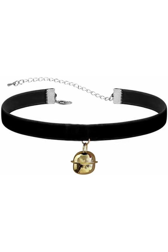 Vintage Black Red Velvet Choker Necklace for Women Gothic Victorian Round Love Heart Jingle Bell Charms Adjustable Chain Necklaces Holiday Dress Accessories Punk 80s 90s Christmas