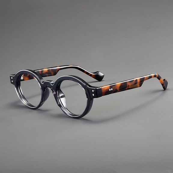 Vintage Black Round Eyeglasses, Tortoiseshell Temple Non-Prescription Fashion Glasses-presbyopic glasses+2.25-Grey framed hawksbill legsZK2501