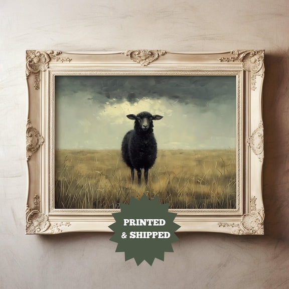 Vintage Black Sheep Cottagecore Farmhouse Art Print French Country Art Pastoreal Decor Decor For Living Room Bedroom