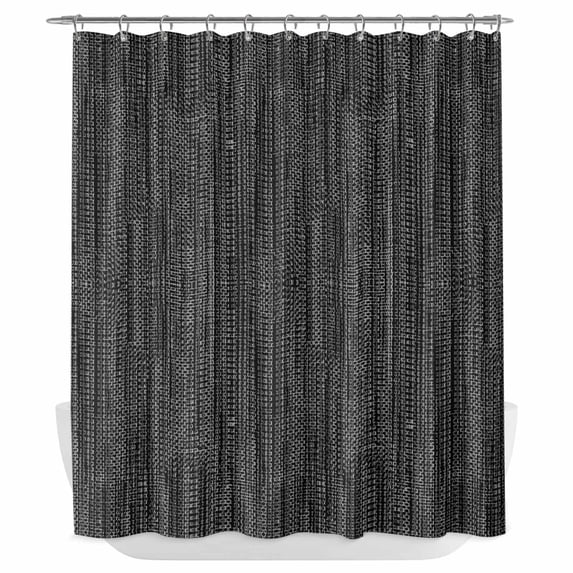 Vintage Black Shower Curtain - Water Repellent Fabric Shower Curtains Washable, Contemporary Simple Solid Color Linen Texture Decorative Polyester Cloth Bathroom Curtains Modern Bath Decor 72"x84"